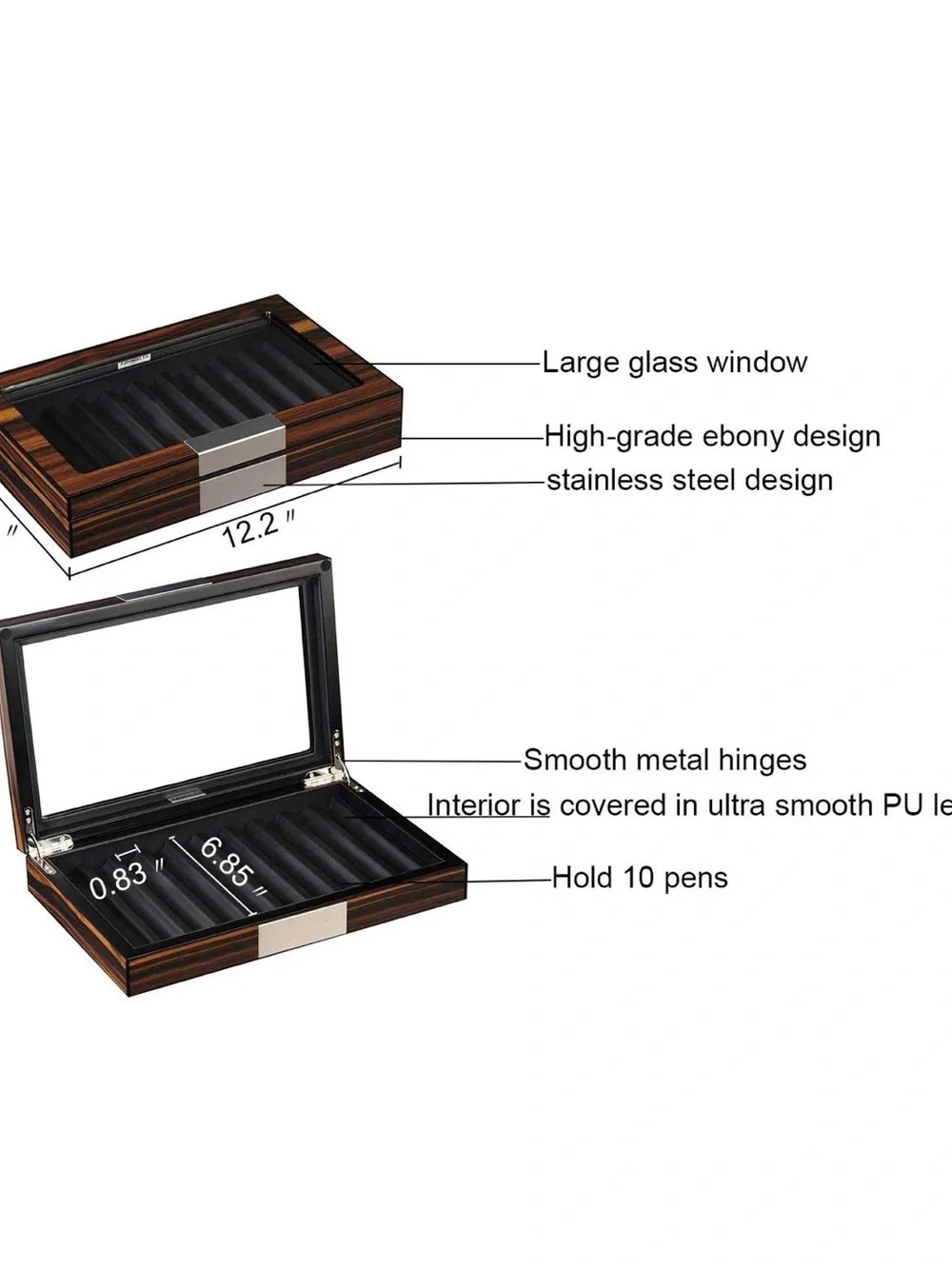 Wood Pen Organizer with glass lid
